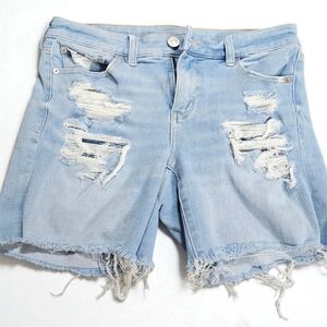 American Eagle Outfitters Light Blue Distressed Jean Shorts
